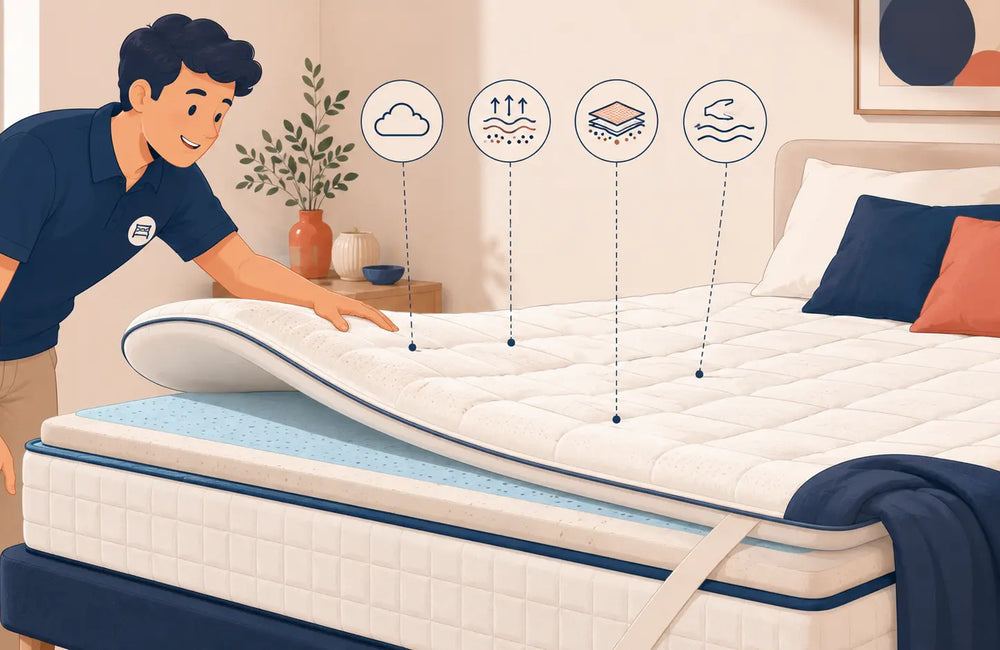 Illustration guide pour choisir un surmatelas sur un lit